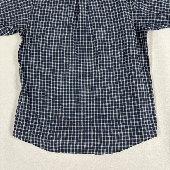 David Taylor Shirt Mens Size Large Blue Check Short Sleeve Collared Button Down - Picture 9 of 12